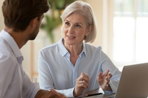 Person talking to client